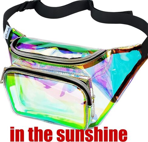 Gold Fanny Pack for Women Party Waist Festival Money Belt Leather Pouch Concert Holographic Wallet Bum Bag Tote in Saudi Arabia