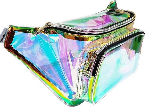 Gold Fanny Pack for Women Party Waist Festival Money Belt Leather Pouch Concert Holographic Wallet Bum Bag Tote in Saudi Arabia