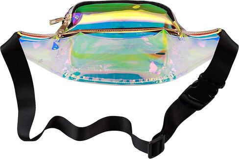Gold Fanny Pack for Women Party Waist Festival Money Belt Leather Pouch Concert Holographic Wallet Bum Bag Tote in Saudi Arabia