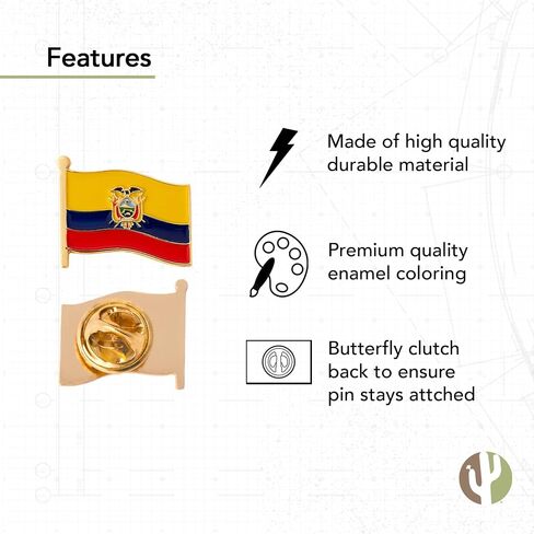 Ecuador Lapel Pin Country Enamel Made of Metal Souvenir Hat Men Women Patriotic Ecuadorian (Waving Flag Lapel Pin) in Saudi Arabia
