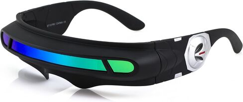 FLAWLESS EYEWEAR Futuristic Space Alien Costume Party Cyclops Shield Colored Mirror Mono Lens Wrap Sunglasses 147mm in Kuwait