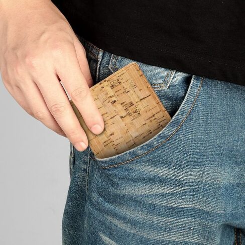 boshiho Slim Bifold Cork Wallet Minimalist Design Credit Card Holder Made in Kuwait