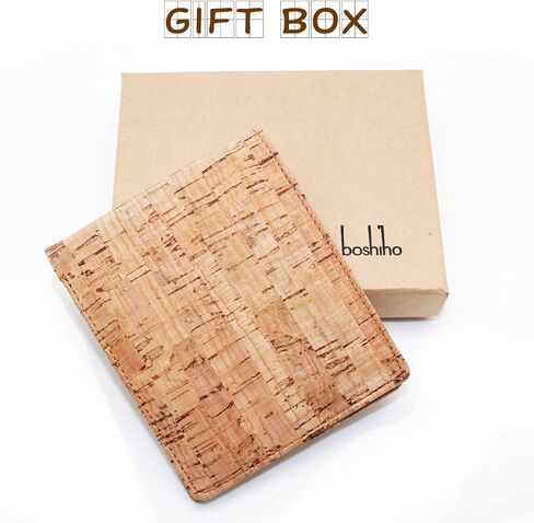 boshiho Slim Bifold Cork Wallet Minimalist Design Credit Card Holder Made in Kuwait