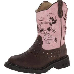 ROPER Toddler Girls Saddle Light Embroidery Round Toe Casual Boots Mid Calf - Brown, Pink in Saudi Arabia