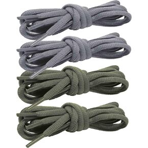 iBarbe 4 Pairs Oval Shoes laces Half Round 1/4" ShoeLaces Strings