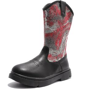 kkdom Boys Girls Cowgirl Cowboy Western Boots Mid Calf Horseback Riding Boots