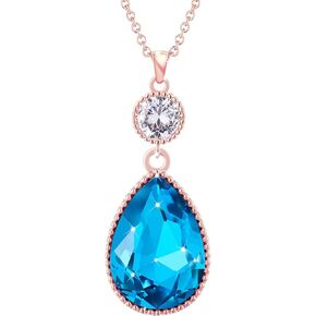 Qinpan 18 * 13MM Teardrop Crystal Pendant Drop Dangle Necklaces for Women Glod Plated Costume Jewelry in Kuwait