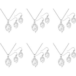 OTTFF Dainty Bridesmaid Jewelry Set for Women Girls,1-4-6-8 Sets 14k Gold & Rose Gold & Silver Plated Pave Rhinestone With Crystal Necklace Earrings Set for Wedding Gift