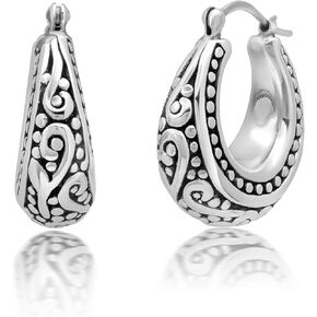 Sterling Silver Lightweight Click Top Hoop Earrings in Various Styles
