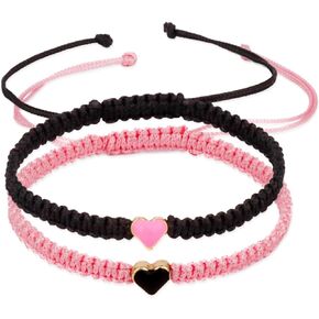 Blue Drop 2Pcs Heart Beaded Matching Bracelets For Couples Friendships Love Bead Red Woven Bracelet Couple Bracelets Friendships Bracelets Jewelry Valentines Gift