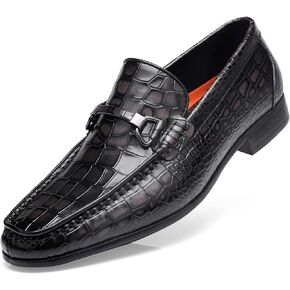 GOLDEN COXES FAMILY Formal Dress Shoes for Mens, Premium Crocodile Printed Mens Leather Slip on Dress Shoes, Party Wedding Shoes Bit Loafer