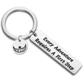 bobauna Every Adventure Requires A First Step Cat Quote Owl KeychainInspirational Gift