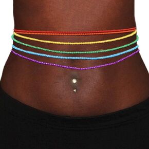 سلسلة خصر من Victray خرز بطنية ذات طبقات وخرزات على شكل بطن مطاطية على شكل خصر ملون إكسسوار للجسم للنساء والفتيات (6 قطع) in Kuwait