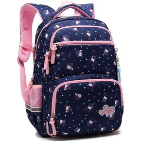 حقيبة ظهر مدرسية للأطفال البنات من MIFULGOO مع حزام صدر للأميرة وحقيبة الكتب الابتدائية الكبيرة اللطيفة (متوسطة، أزرق ملكي) in Kuwait