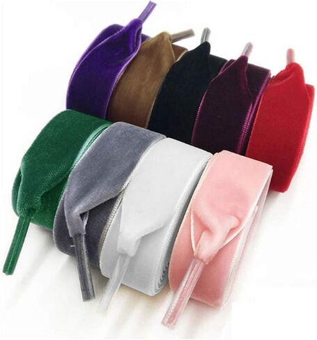 موتزو 10 ازواج من اربطة الاحذية المسطحة المخملية 47 انش للاحذية الرياضية القماشية، اربطة احذية بعرض 0.4 انش لاحذية الاطفال، رباط احذية للفرق والرقص والتشجيع والاحذية الرياضية in Kuwait