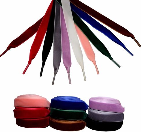 موتزو 10 ازواج من اربطة الاحذية المسطحة المخملية 47 انش للاحذية الرياضية القماشية، اربطة احذية بعرض 0.4 انش لاحذية الاطفال، رباط احذية للفرق والرقص والتشجيع والاحذية الرياضية in Kuwait