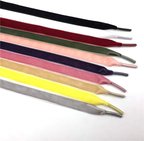 موتزو 10 ازواج من اربطة الاحذية المسطحة المخملية 47 انش للاحذية الرياضية القماشية، اربطة احذية بعرض 0.4 انش لاحذية الاطفال، رباط احذية للفرق والرقص والتشجيع والاحذية الرياضية in Kuwait