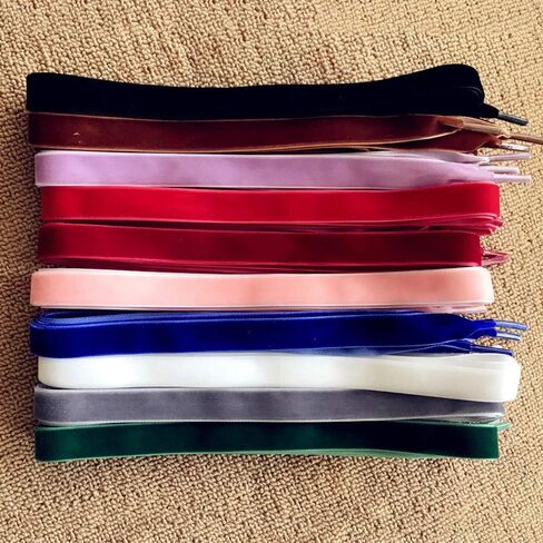 موتزو 10 ازواج من اربطة الاحذية المسطحة المخملية 47 انش للاحذية الرياضية القماشية، اربطة احذية بعرض 0.4 انش لاحذية الاطفال، رباط احذية للفرق والرقص والتشجيع والاحذية الرياضية in Kuwait