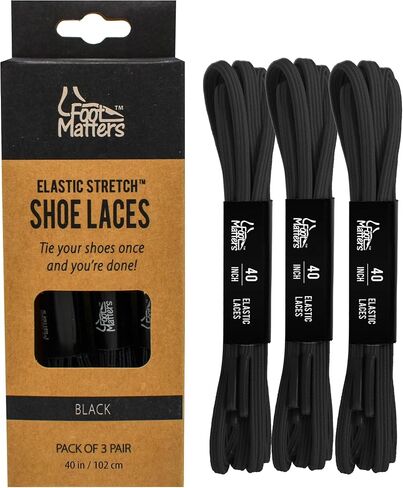 FOOTMATTERS No Tie Flat Stretch Shoe Laces - 3 pairs in Kuwait