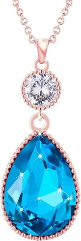 Qinpan 18 * 13MM Teardrop Crystal Pendant Drop Dangle Necklaces for Women Glod Plated Costume Jewelry in Kuwait