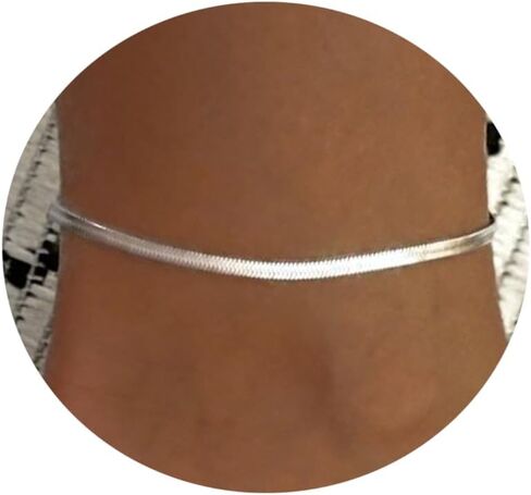 خلخال للنساء من كيازيو مطلي بالذهب عيار 18 قيراط، خلخال على شكل سلسلة ثعبان رفيعة قابلة للتعديل من الفولاذ المقاوم للصدأ، سوار كاحل متعرج، هدايا مجوهرات الشاطئ in Kuwait