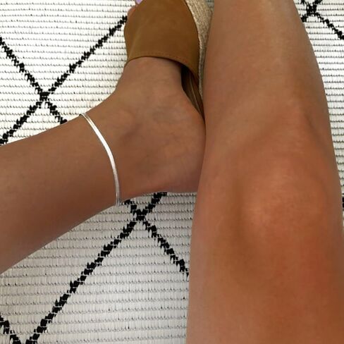 خلخال للنساء من كيازيو مطلي بالذهب عيار 18 قيراط، خلخال على شكل سلسلة ثعبان رفيعة قابلة للتعديل من الفولاذ المقاوم للصدأ، سوار كاحل متعرج، هدايا مجوهرات الشاطئ in Kuwait