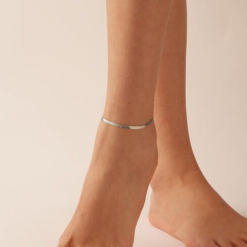 خلخال للنساء من كيازيو مطلي بالذهب عيار 18 قيراط، خلخال على شكل سلسلة ثعبان رفيعة قابلة للتعديل من الفولاذ المقاوم للصدأ، سوار كاحل متعرج، هدايا مجوهرات الشاطئ in Kuwait