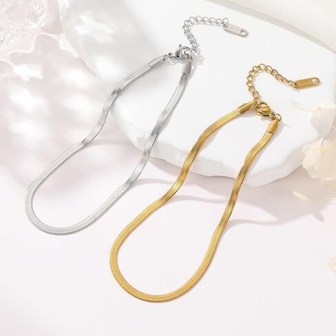 خلخال للنساء من كيازيو مطلي بالذهب عيار 18 قيراط، خلخال على شكل سلسلة ثعبان رفيعة قابلة للتعديل من الفولاذ المقاوم للصدأ، سوار كاحل متعرج، هدايا مجوهرات الشاطئ in Kuwait