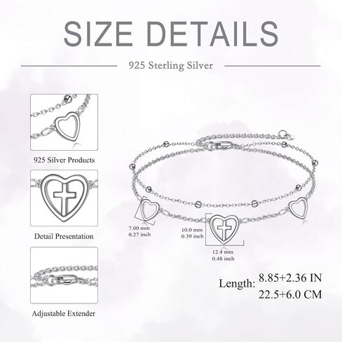 Celtic Knot/Bee/Four Leaf Clover/Heart Cross/Chakra Leaf/Ballet Shoes/Love Knot Anklets Sterling Silver Double Layered Chain Beach Womens Anklets Foot Jewelry Gifts in Saudi Arabia