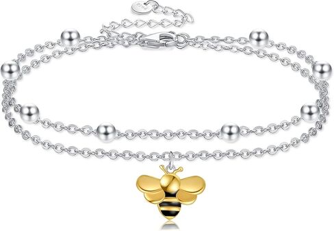 Celtic Knot/Bee/Four Leaf Clover/Heart Cross/Chakra Leaf/Ballet Shoes/Love Knot Anklets Sterling Silver Double Layered Chain Beach Womens Anklets Foot Jewelry Gifts in Saudi Arabia
