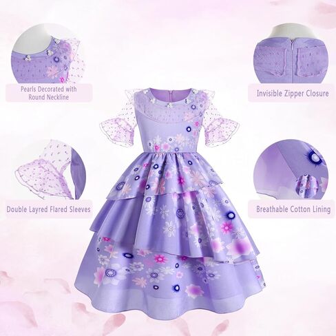 Foierp Mirabel Costume Dress for Girls - Isabella Costumes Cosplay Princess Halloween Party Dress Up Clothes with Accessories in Kuwait