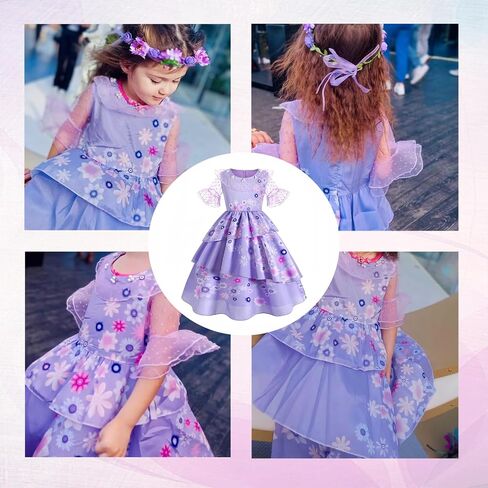 Foierp Mirabel Costume Dress for Girls - Isabella Costumes Cosplay Princess Halloween Party Dress Up Clothes with Accessories in Kuwait