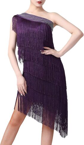 Women Sparkly Sequin Tassel Fringe Salsa Samba Rumba Latin Dance Ballroom Costume Halloween Dress Up Rave Outfit in Saudi Arabia