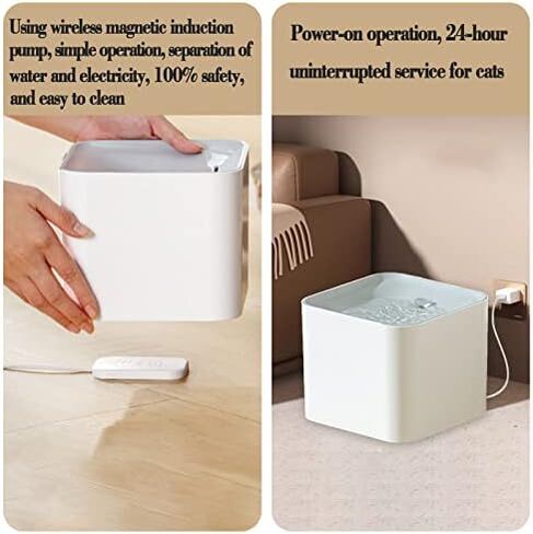 Cat Water Fountain Wireless,luti Pet Water Fountain for Cats Inside with Wireless Pump,Super Quiet Cat Water Fountain for Cats Kitty Dogs Multiple Pets 67oz/2L,Filters Included in Saudi Arabia