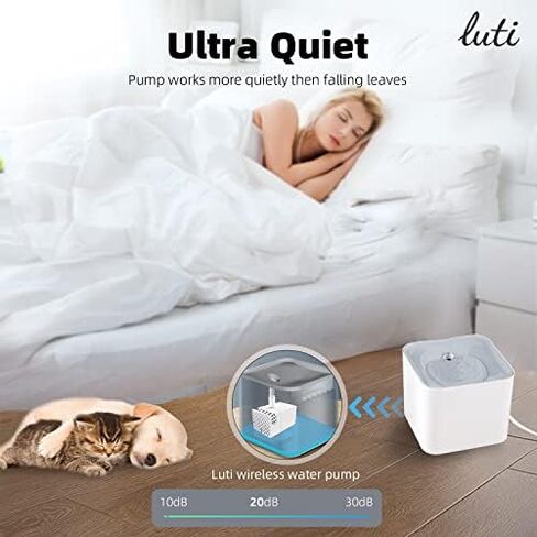 Cat Water Fountain Wireless,luti Pet Water Fountain for Cats Inside with Wireless Pump,Super Quiet Cat Water Fountain for Cats Kitty Dogs Multiple Pets 67oz/2L,Filters Included in Saudi Arabia