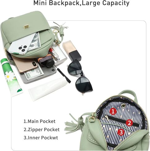 Amimama 𝙗𝙖𝙘𝙠𝙥𝙖𝙘𝙠 𝙥𝙪𝙧𝙨𝙚 𝙛𝙤𝙧 𝙬𝙤𝙢𝙚𝙣 mini backpack - small backpack for women Pu leather backpack fashion backpack handbag for women cute mini backpacks womens in Saudi Arabia