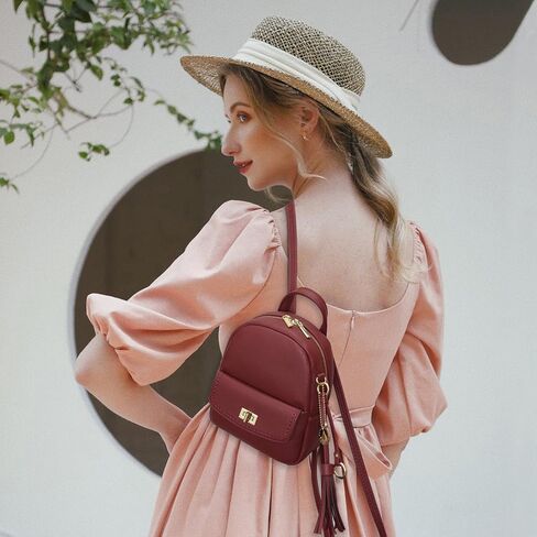 Amimama 𝙗𝙖𝙘𝙠𝙥𝙖𝙘𝙠 𝙥𝙪𝙧𝙨𝙚 𝙛𝙤𝙧 𝙬𝙤𝙢𝙚𝙣 mini backpack - small backpack for women Pu leather backpack fashion backpack handbag for women cute mini backpacks womens in Saudi Arabia