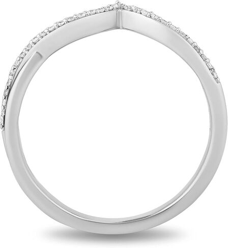 Jewelili Enchanted Disney Fine Jewelry Sterling Silver 1/4 Cttw Treated Blue and Natural White Diamond Moana Wave Ring in Saudi Arabia