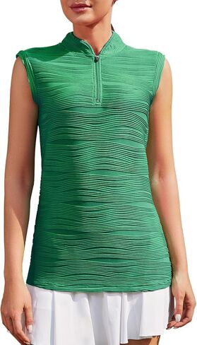 LURANEE Women's Sleeveless Golf Shirt Zip Up Tennis Quick Dry Workout Polo Tank Tops for Women in Kuwait
