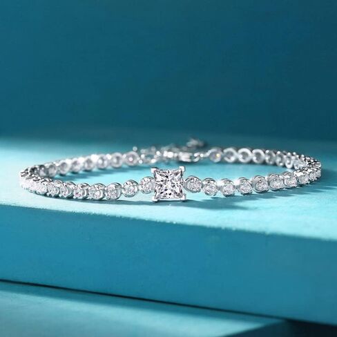 Fmrose Moissanite Bracelet,S925 Sterling Silver White Gold Plated Tennis Bracelets for Women Jewelry Wedding-mothers day gifts in Saudi Arabia