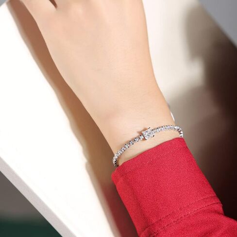 Fmrose Moissanite Bracelet,S925 Sterling Silver White Gold Plated Tennis Bracelets for Women Jewelry Wedding-mothers day gifts in Saudi Arabia