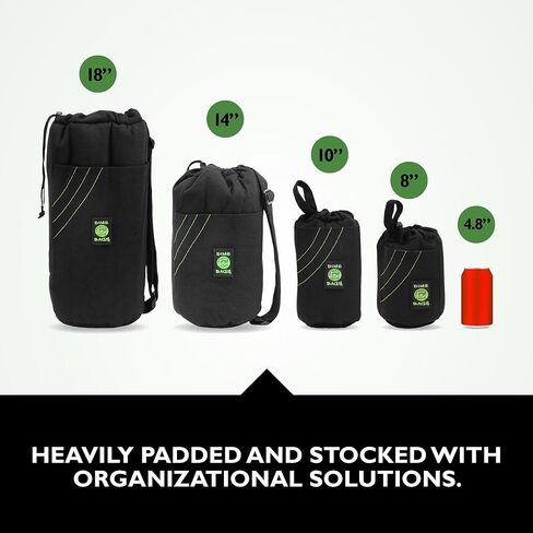 DIME BAGS - Drawstring Tube, Padded Bag, 5 Compartments, w/Carabiner Loop, Convenient, Durable (Earth, 10") in Kuwait