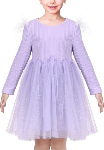 Sunny Fashion Girls Dress Blue Heart Tulle Party Velvet Winter Warm Party in Saudi Arabia