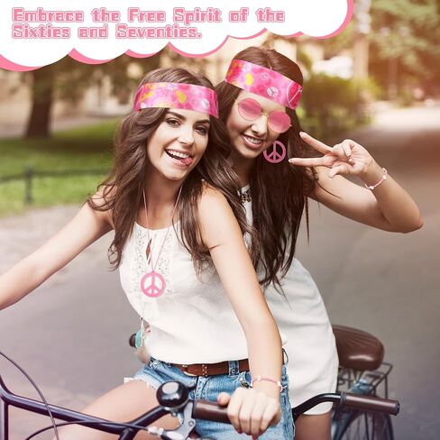 Batiyeer 6 Pcs Hippie Accessories for Women, Boho Peace Sign Earrings 60s 70s Outfits for Girls Groovy Party Favor in Kuwait