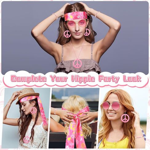 Batiyeer 6 Pcs Hippie Accessories for Women, Boho Peace Sign Earrings 60s 70s Outfits for Girls Groovy Party Favor in Kuwait