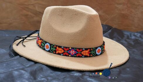 buybeaded قبعة مطرزة الفرقة النمط الأمريكي الأصلي جنوب غرب رعاة البقر ركب اليدوية مجموعة الرأس / قبعة الفرقة in Saudi Arabia