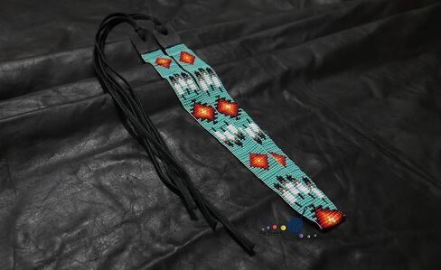 buybeaded قبعة مطرزة الفرقة النمط الأمريكي الأصلي جنوب غرب رعاة البقر ركب اليدوية مجموعة الرأس / قبعة الفرقة in Saudi Arabia