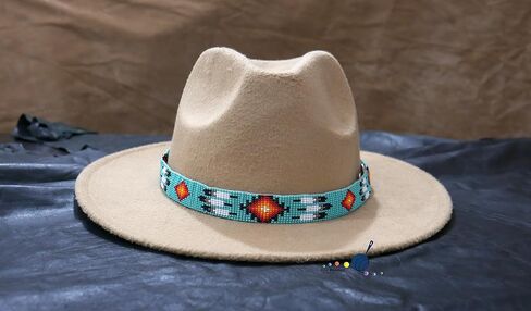 buybeaded قبعة مطرزة الفرقة النمط الأمريكي الأصلي جنوب غرب رعاة البقر ركب اليدوية مجموعة الرأس / قبعة الفرقة in Saudi Arabia