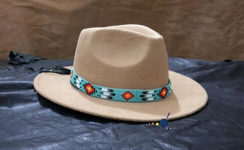 buybeaded قبعة مطرزة الفرقة النمط الأمريكي الأصلي جنوب غرب رعاة البقر ركب اليدوية مجموعة الرأس / قبعة الفرقة in Saudi Arabia