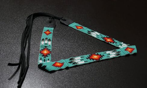 buybeaded قبعة مطرزة الفرقة النمط الأمريكي الأصلي جنوب غرب رعاة البقر ركب اليدوية مجموعة الرأس / قبعة الفرقة in Saudi Arabia